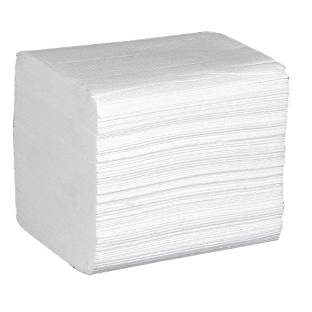 Toiletpapir i ark, 2-lags, 19x11cm, hvid, 100% nyfiber, (9000 stk.)