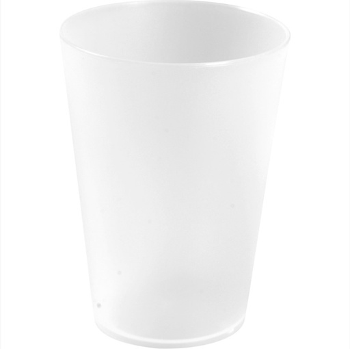 [17193] Flergangsdrikkeglas, 10,5cm, Ø7,7cm, 300ml, 350ml, frosted hvid, PP, (96 stk.)