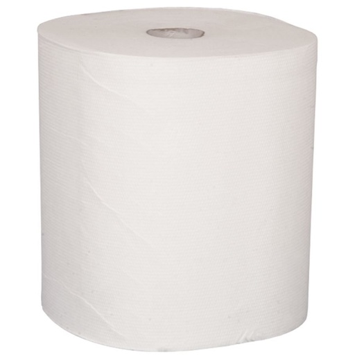 [11064] Håndklæderulle, 2-lags, 130m x 20,3cm, Ø19cm, hvid, 100% nyfiber, (6 stk.)