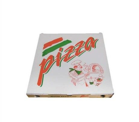 [11408] Pizzaæske, 20x20x3 cm, hvid, med tryk Pizza Buon Appetito, (100 stk.)