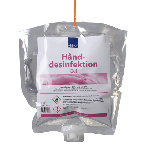 [13722] Hånddesinfektion gel,  800 ml, 85% ethanol, pose refill, til dispenser, (6 stk.)