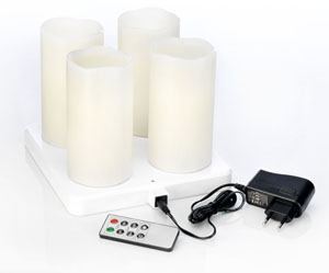 [16586] Genopladelige LED-Bloklys, 220x75mm, udendørs varm, hvid, Duni, (1 stk.)